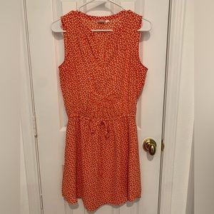 GAP XS Sleeveless Melon Floral Dress w/pockets & tie waste